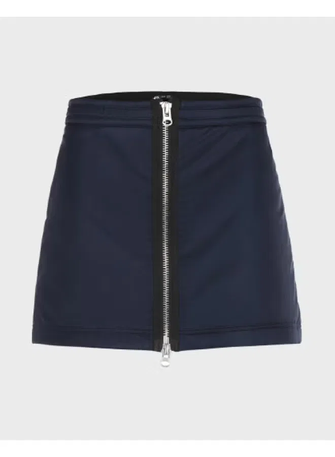 Юбка-трапеция мини с застежкой-молнией Zara, темно-синий
