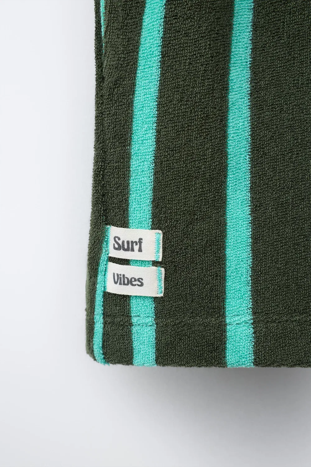 Полосатые махровые бермудские шорты ZARA, Green — фото 4