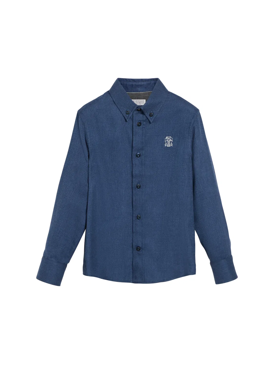 Рубашка с вышивкой Brunello Cucinelli Kids, синий