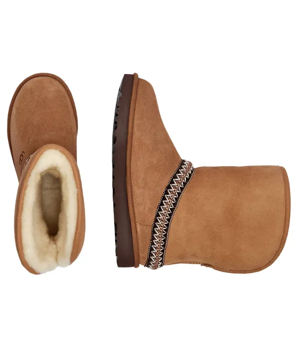 Кожаные зимние ботинки классические короткие полумесяц Ugg, коричневый — фото 4