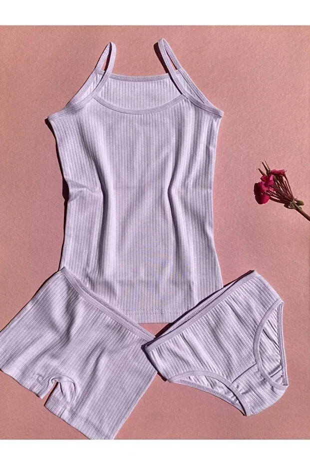 Детский комплект маек и шорт для девочек 4 предмета Victroy, Lilac — фото 3