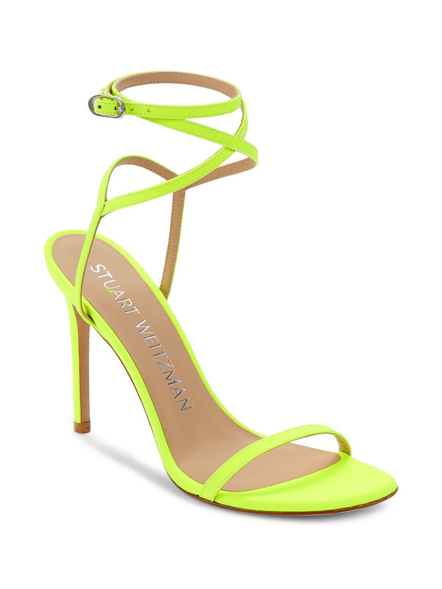 Сандалии Brelynude 100MM с завязками Stuart Weitzman, цвет Neon Yellow — фото 2