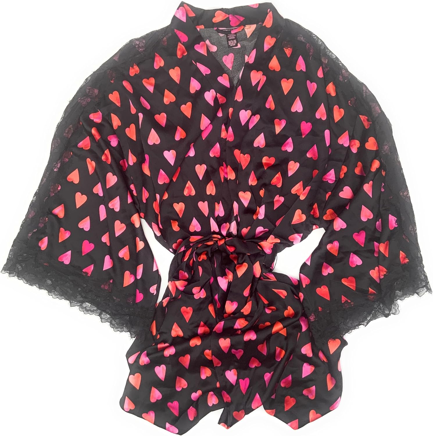 

Халат Victoria's Secret Kimono Luxe из сатина и кружева, Black/Orange/Pink