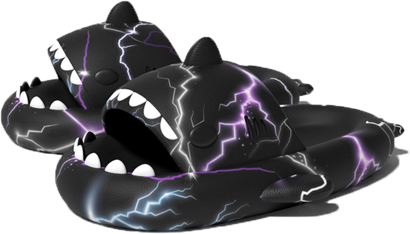 

Тапочки Zureto Shark Cloud, милые тапочки с рисунком акулы для дома и улицы для женщин и мужчин, черный