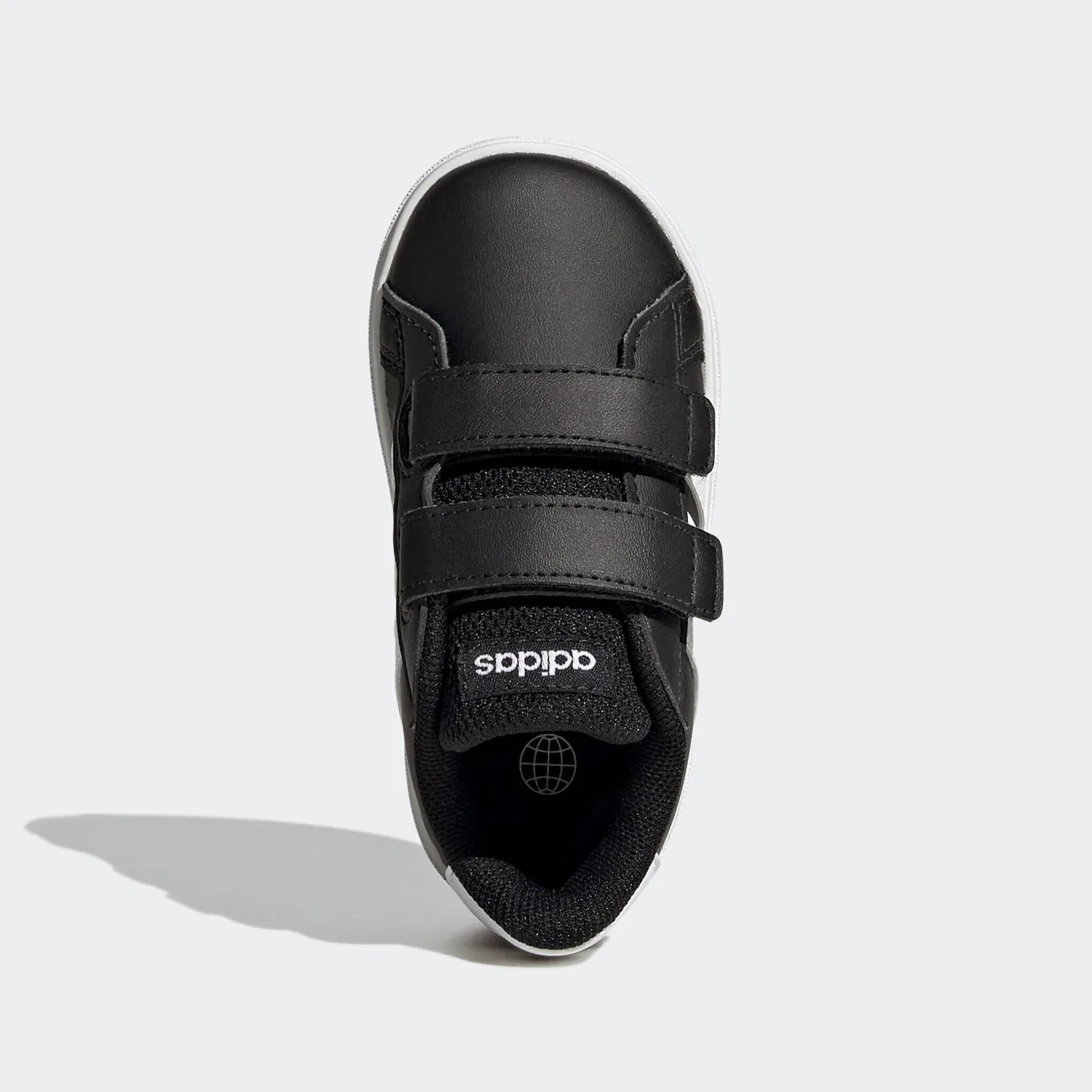 Детские кроссовки для активного отдыха Grand Court Lifestyle Hook and Loop Adidas Sportswear, Core Black/Cloud White — фото 4