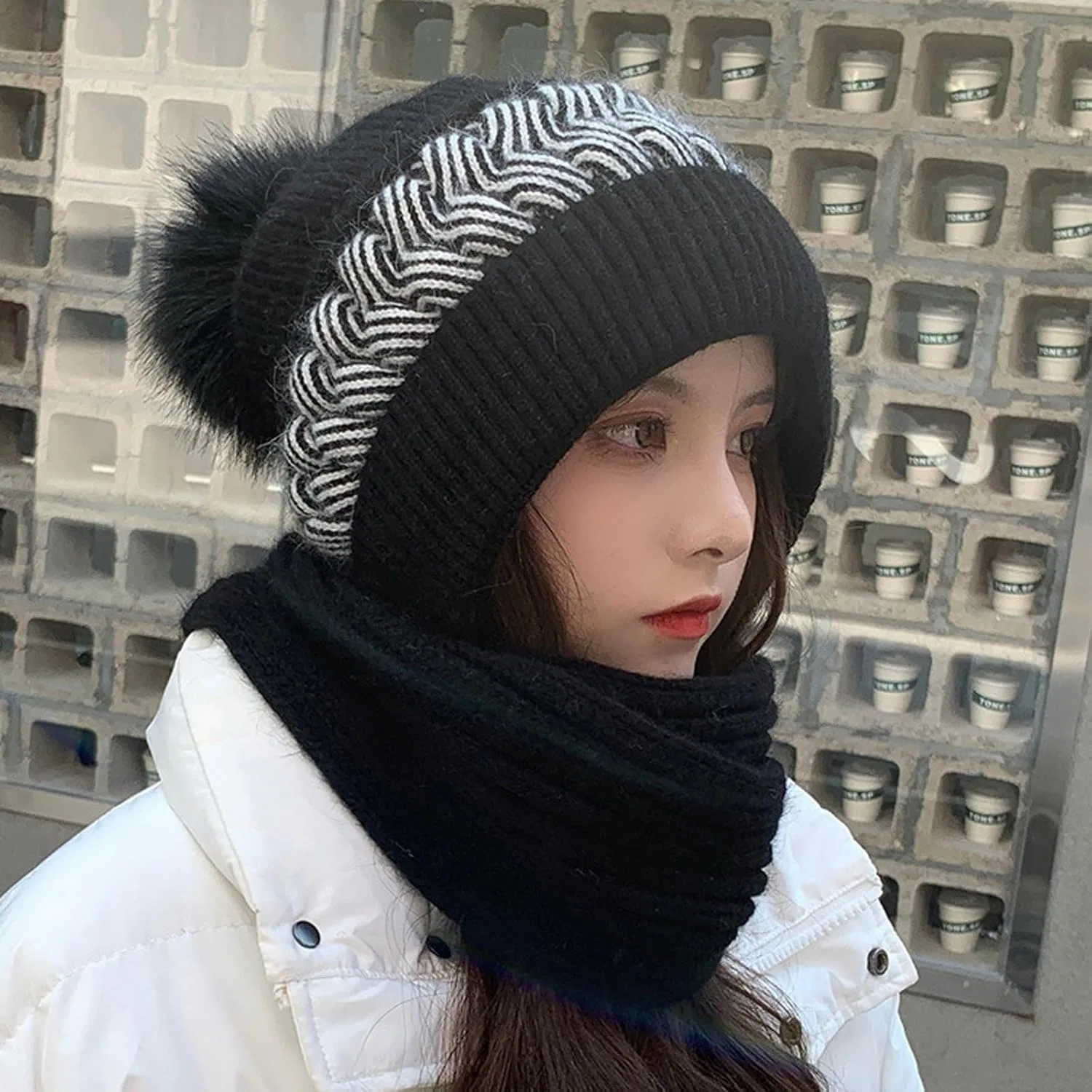 Шапка-шарф Integrated Ear Protection Windproof Hat Scarf, Duohropke, Black — фото 2