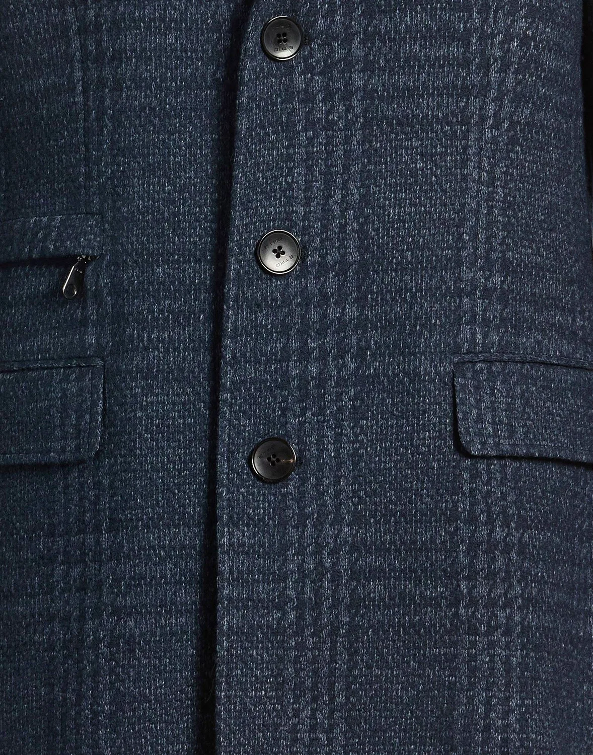 Мужское пальто однобортное шерстяное с принтом Glen Plaid Etro, темно‑синий — фото 4