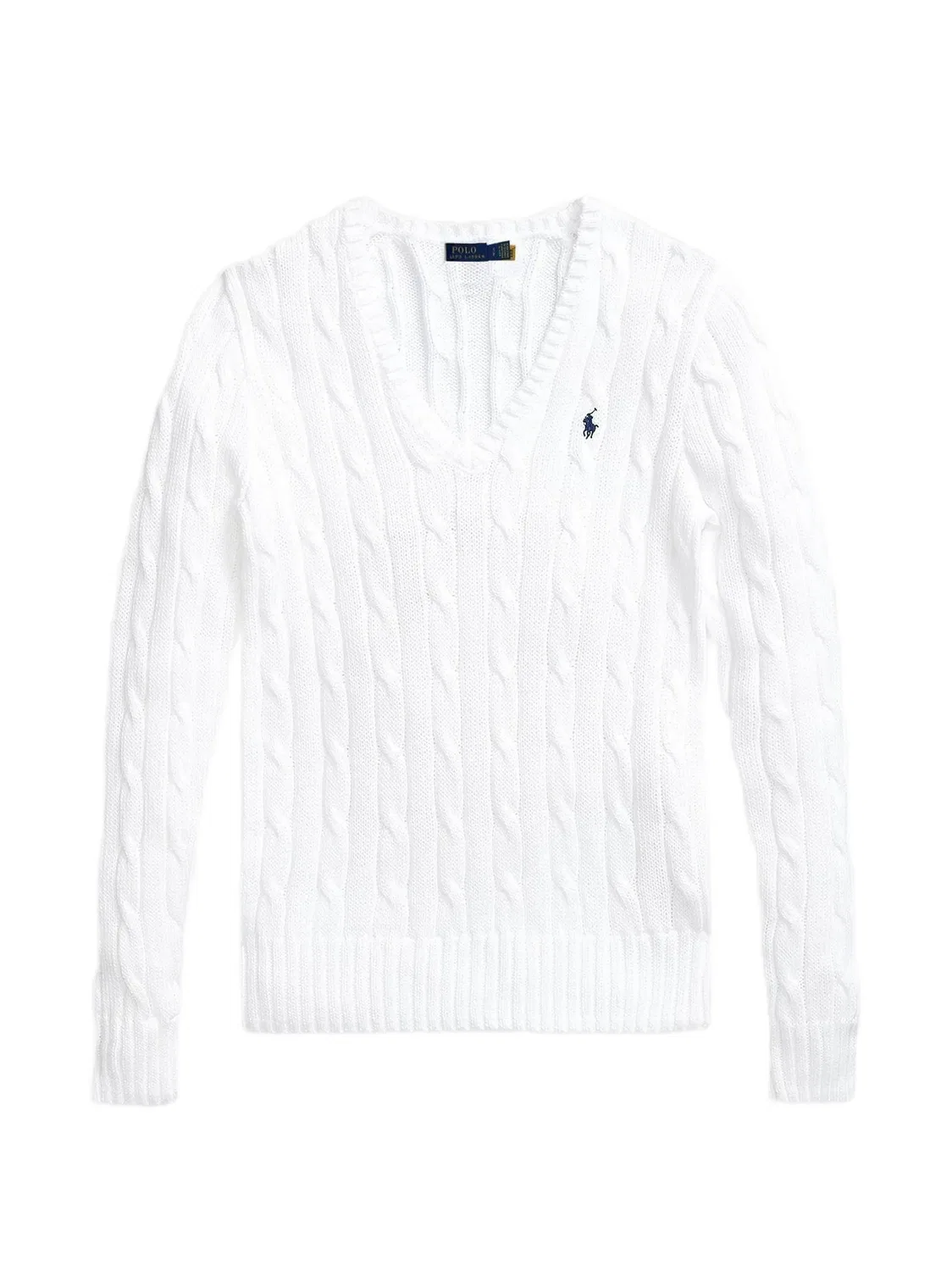 Свитер фактурной вязки с V-образным вырезом Polo Ralph Lauren, белый