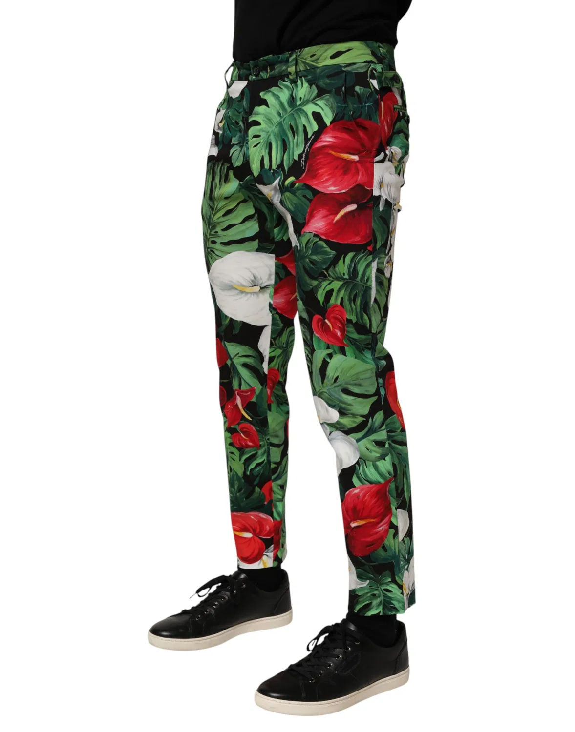 Мужские брюки с цветочным принтом зауженного кроя Chino pants Dolce & Gabbana, Multicolor — фото 3