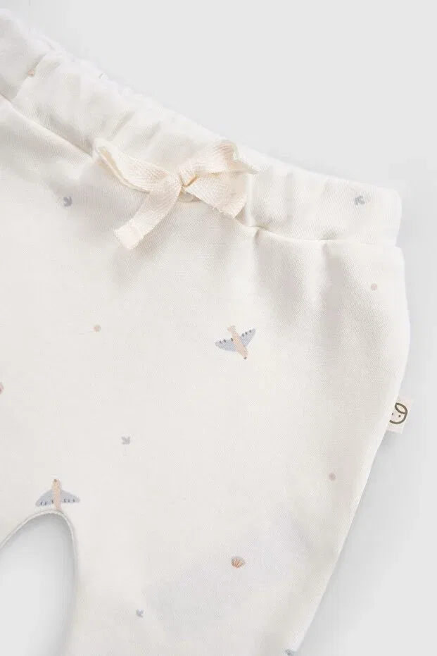 Детские брюки для девочек хлопковые Organic cotton newborn pants Little Gusto, White — фото 2