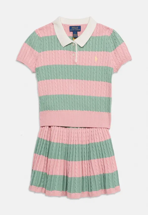 Комплект из поло и шорт с вязаным узором Polo Ralph Lauren, Light Pink, светло-розовый — фото 3