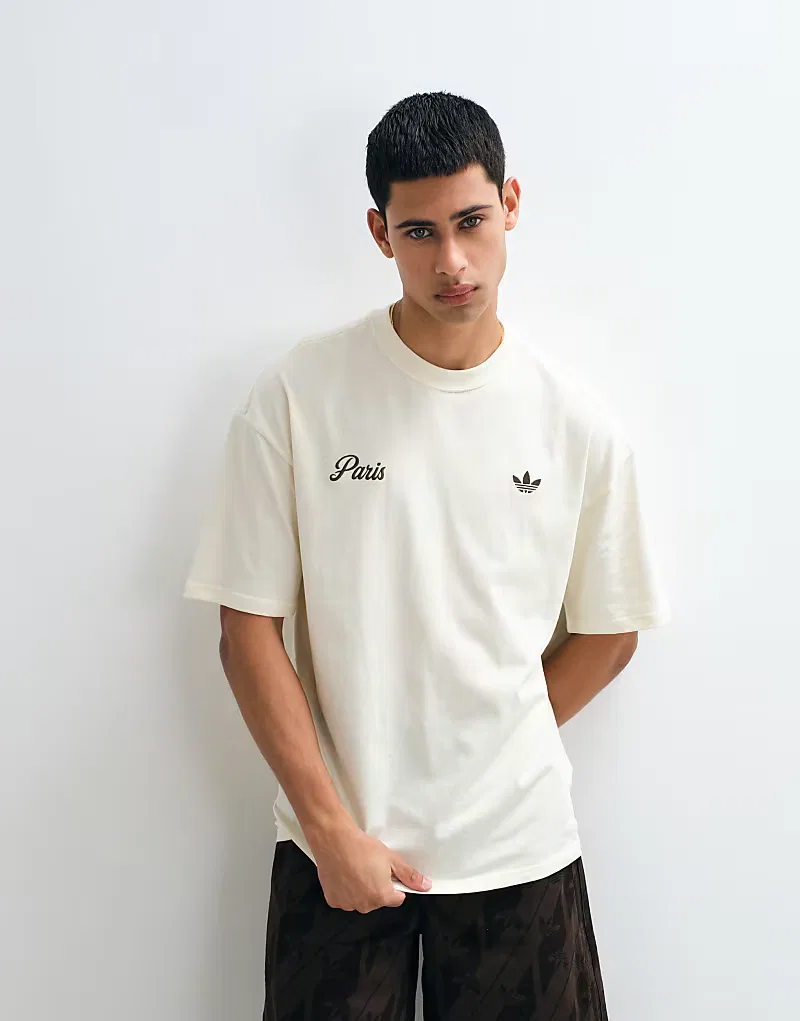 Футболка Adidas Originals Paris с логотипом, кремовый