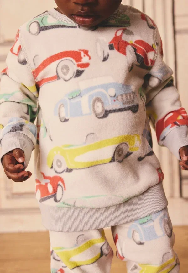 Пижамный комплект с принтом Regular fit cosy set Next Cath Kidson Red Ecru White Cars, белый/красный — фото 4