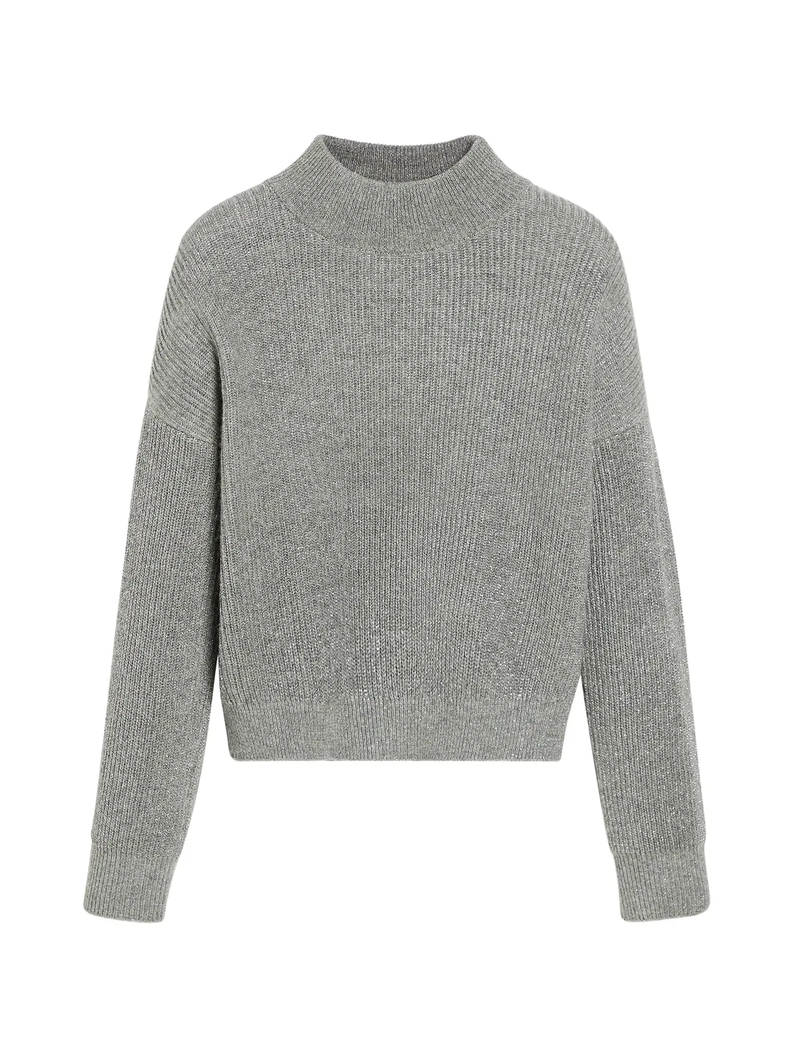 Свитер в рубчик с высоким воротником Brunello Cucinelli Kids, серый