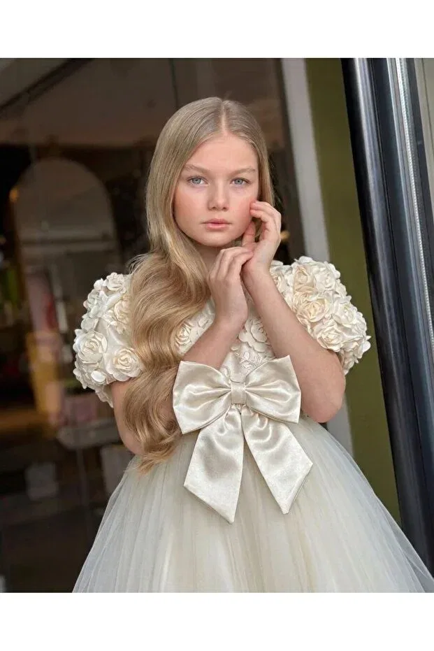 Детское платье для девочек кружевное Miss Lorin Kids, Ecru