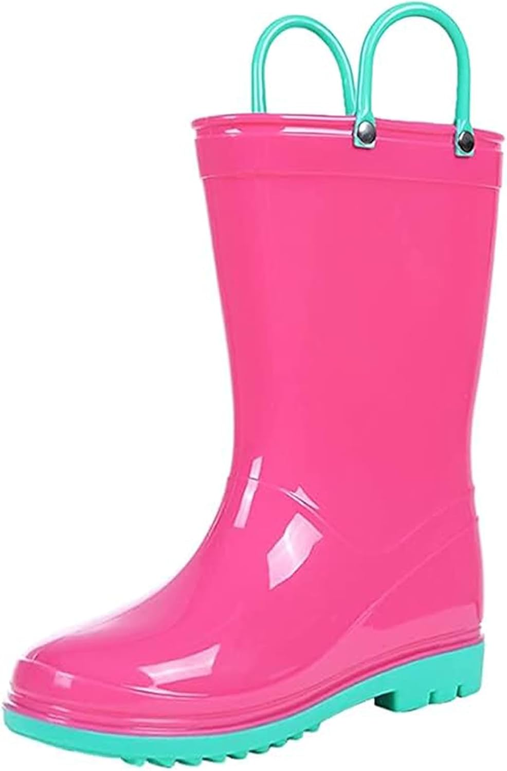 

Водонепроницаемые ПВХ сандалии Puddle Play для малышей и детей с ручками для легкого надевания - легкие противоскользящие сапоги для мальчиков и девочек, розовый/бирюзовый