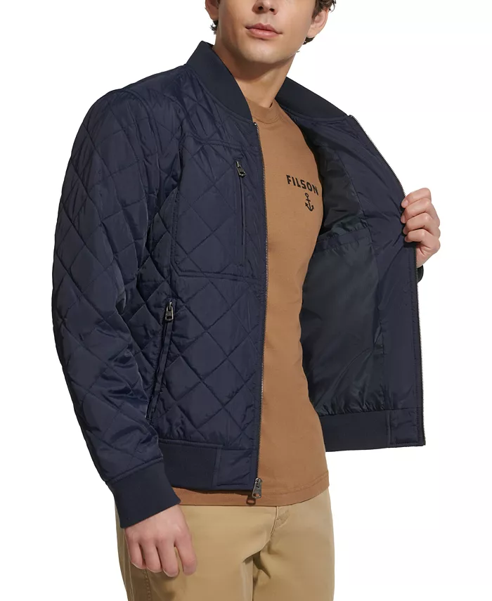 Мужская классическая стеганая куртка-бомбер с ромбовидной строчкой Levi's, синий — фото 4