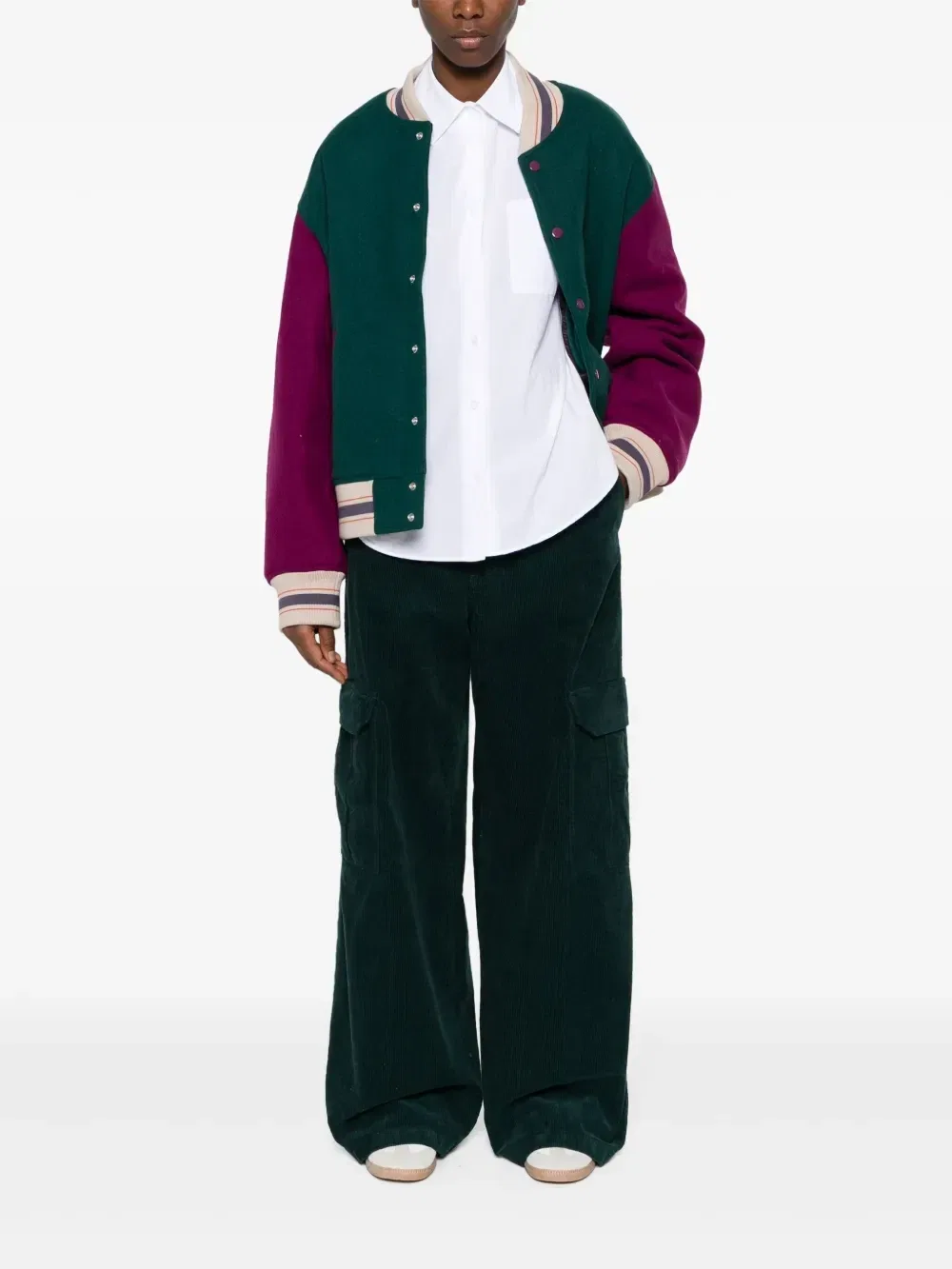 Вельветовые брюки карго Acne Studios, зеленый — фото 3