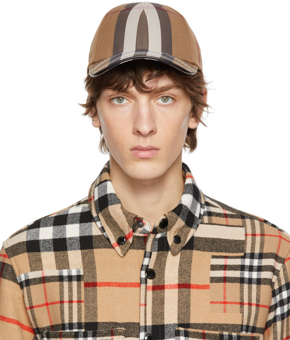 

Коричневая гигантская клетчатая кепка Burberry