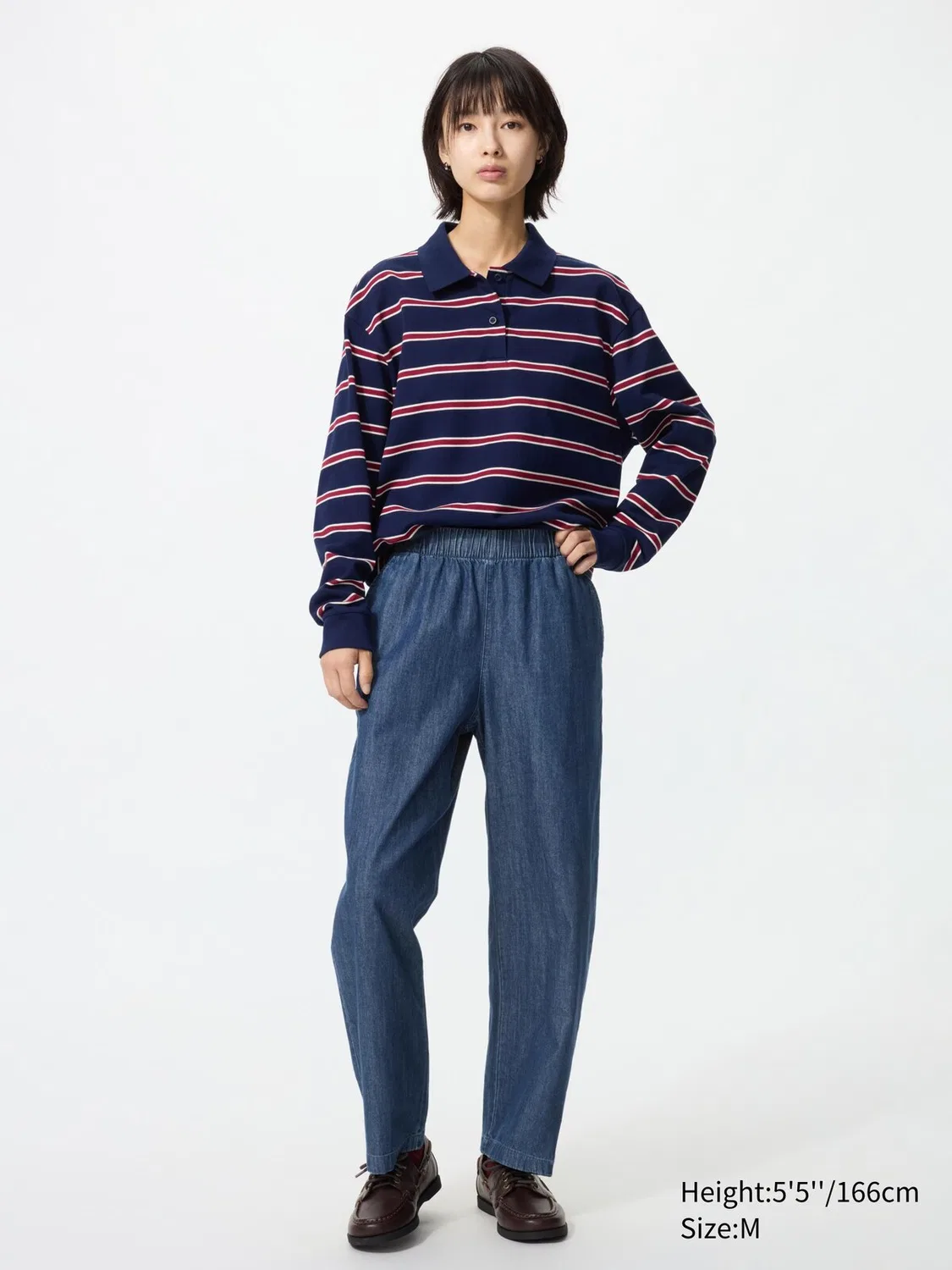 Джинсы Uniqlo, свободные брюки до щиколотки, хлопковые, синий