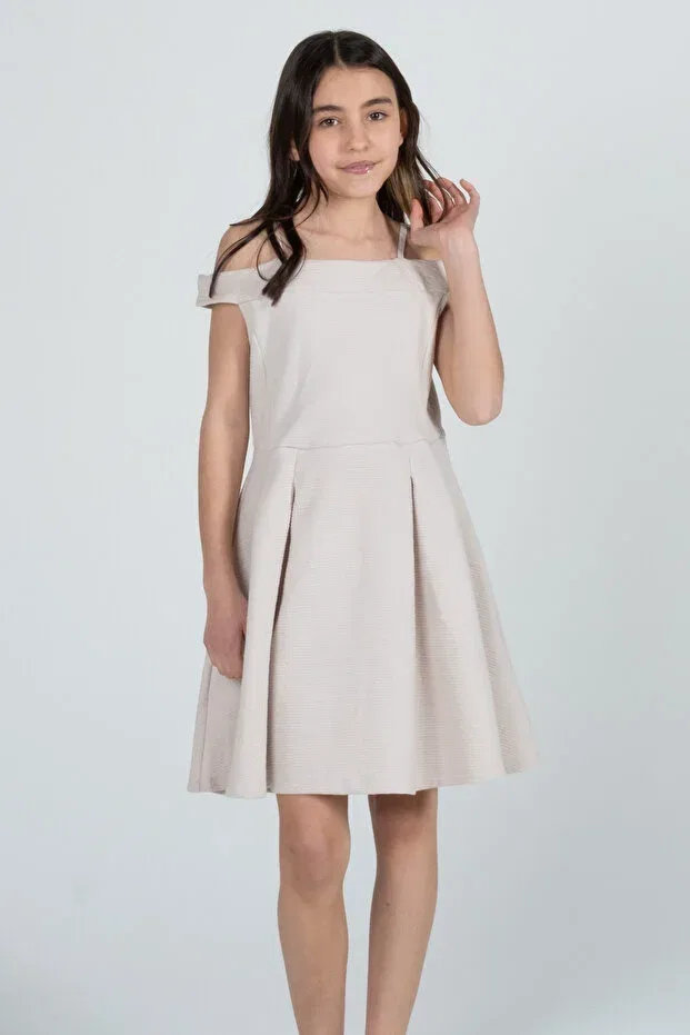 Детское платье для девочек с принтом Princess collar girl's dress with rope straps Kyron, Nude Color — фото 4