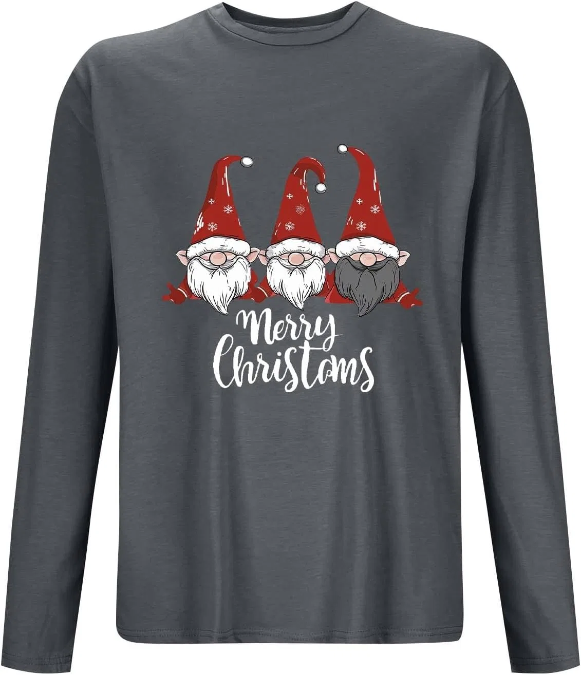 Мужская футболка с рождественским гномом Merry Christmas, Gray — фото 3