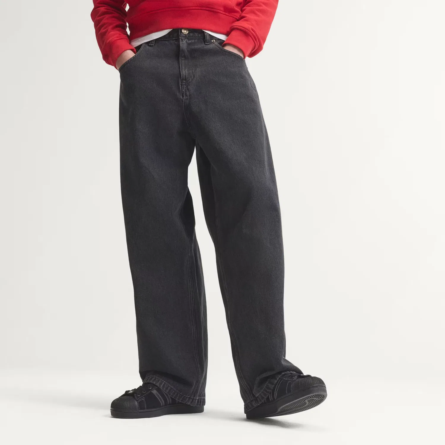 Мужские джинсы прямого кроя SST Denim Jeans Mid-Rise Straight Leg Adidas Originals, черный деним