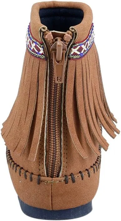 Детские ботинки для девочек с бахромой The Doll Maker Brown Fringe Ankle Boot, Dark Brown — фото 3