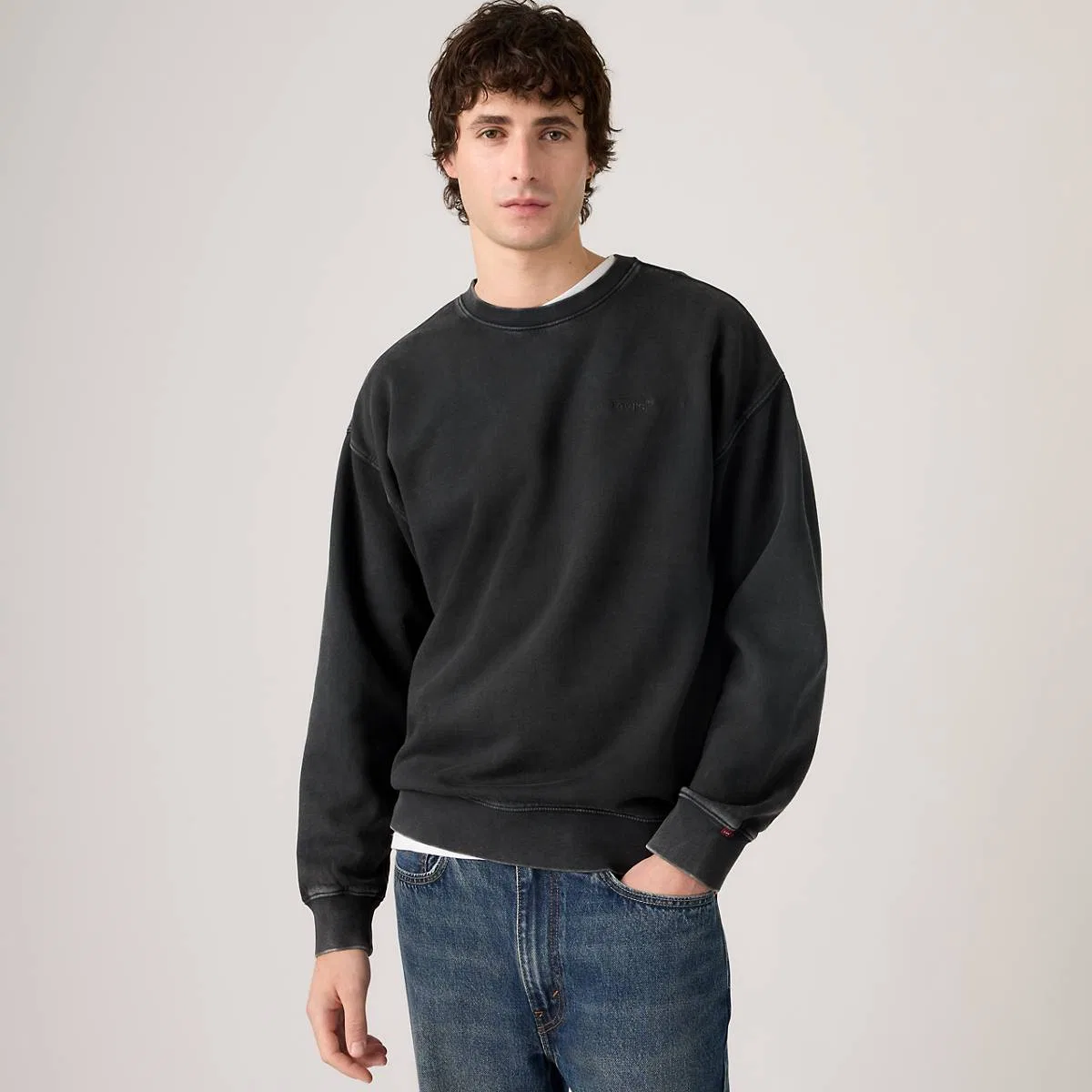 Оригинальная толстовка с круглым вырезом Levi's, Faded Wash Jet Black - Black