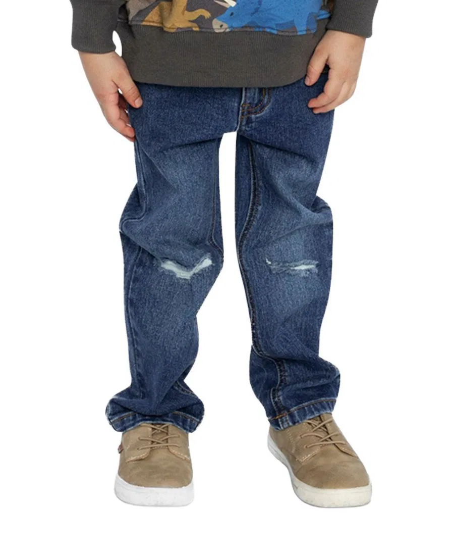 Джинсы на мальчика с классическим кроем 5 карманов, модель Boys Must-Haves Deux par Deux, Navy Blue Denim — фото 3