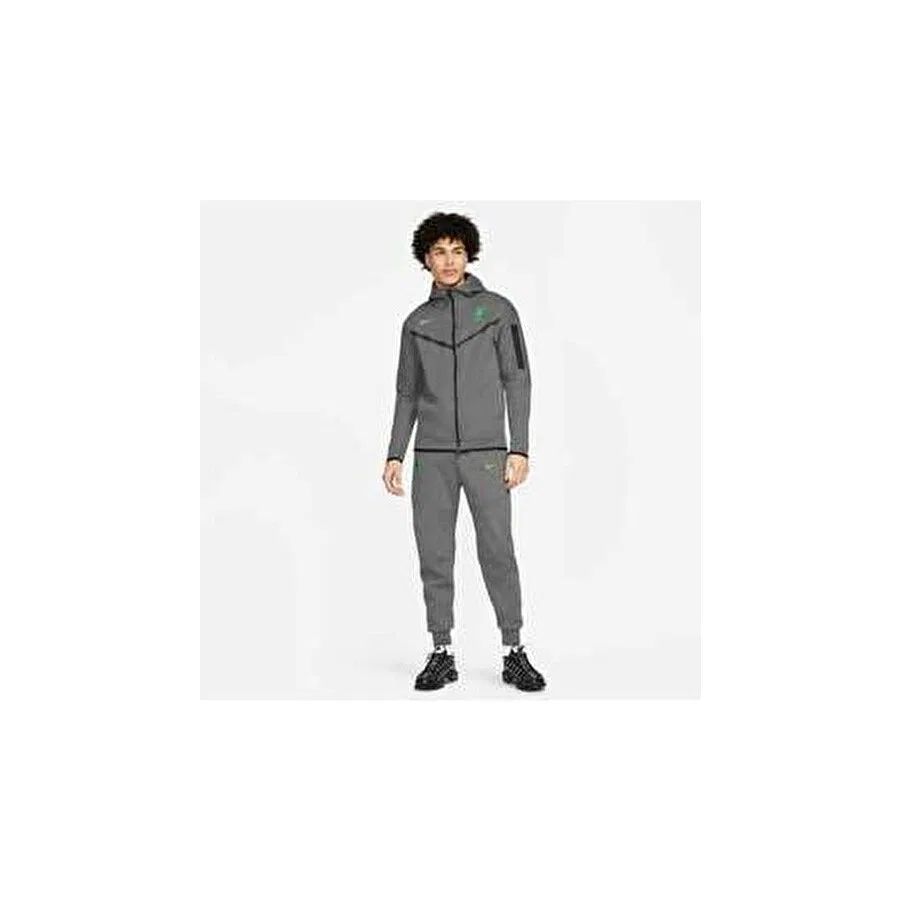 Мужской свитшот-худи с капюшоном из футера, модель Tech Fleece Liverpool Fc Full-Zip, Nike, Серый — фото 3
