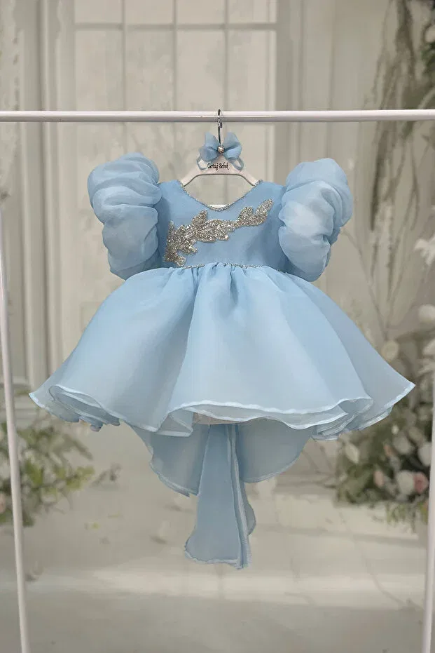 Детское платье для девочек с вышивкой Bertuğ Bebek, Baby Blue