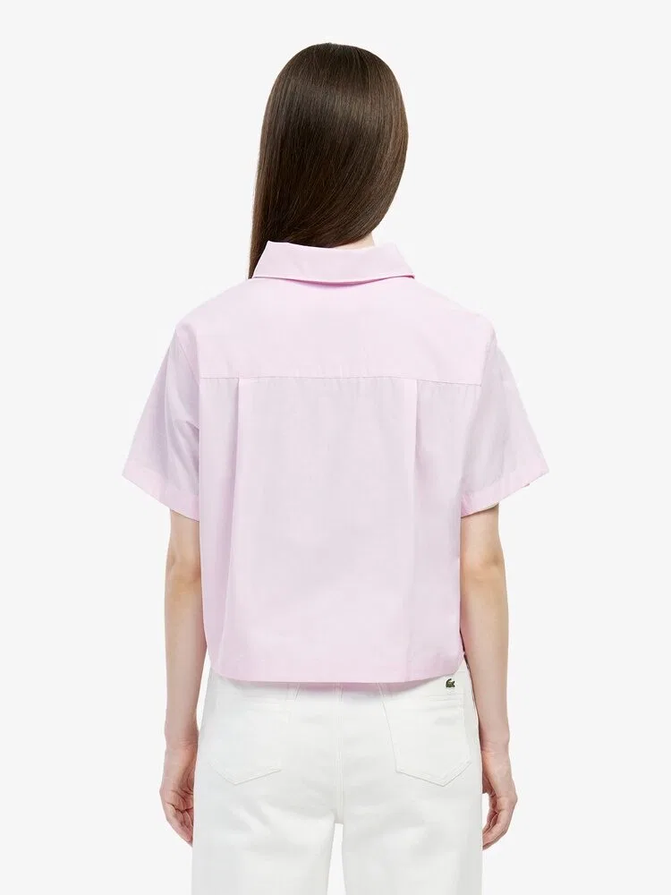 Рубашка LACOSTE JP Cotton Linen, с коротким рукавом, розовая — фото 3