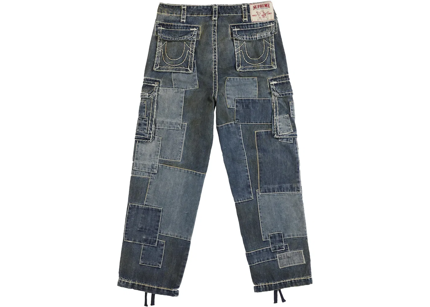Мужские джинсовые карго-брюки с заплатками Supreme True Religion, Dirty Indigo — фото 2