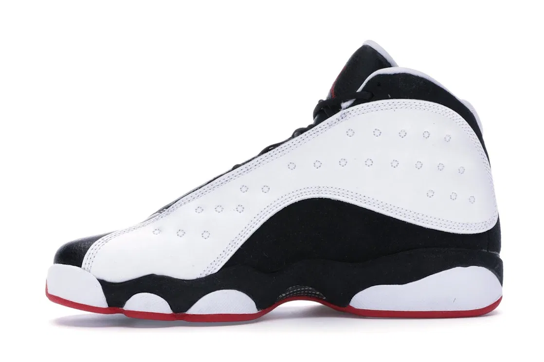 Детские кроссовки с верхом из кожи, модель Jordan 13 Retro Jordan, White/True Red-Black — фото 3