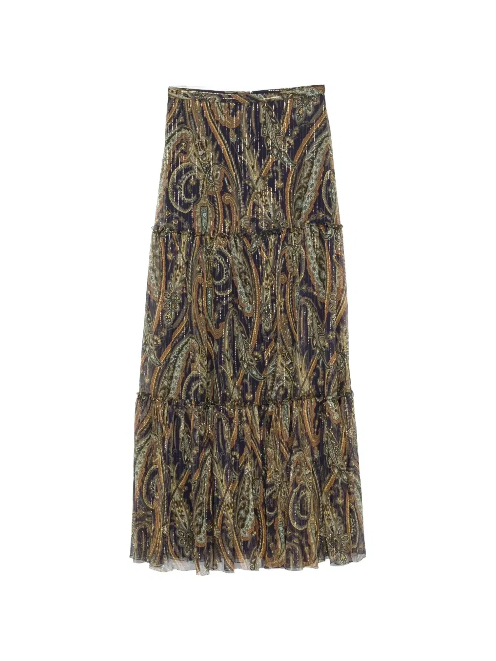 Макси-юбка с ярусами и узором пейсли ETRO, синий