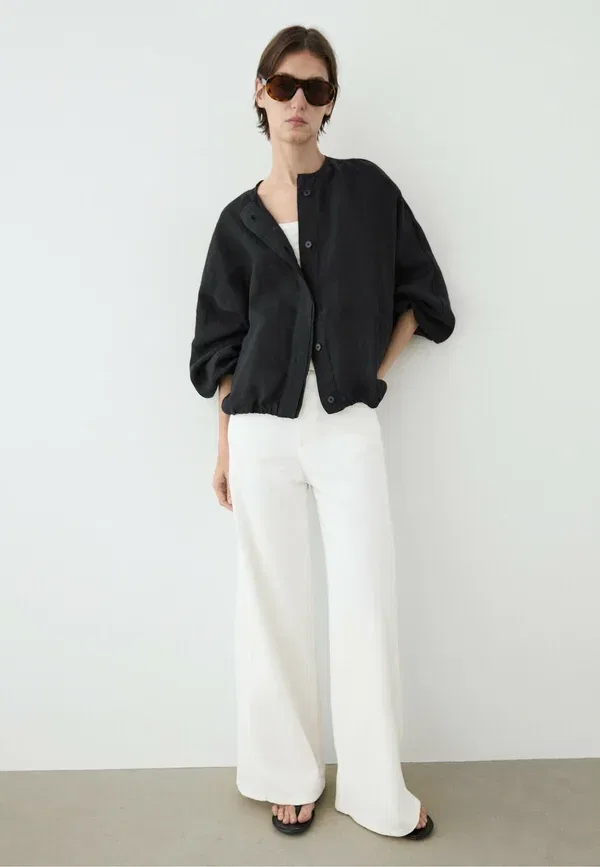Блуза из льна Plain Massimo Dutti, dark blue, темно-синий