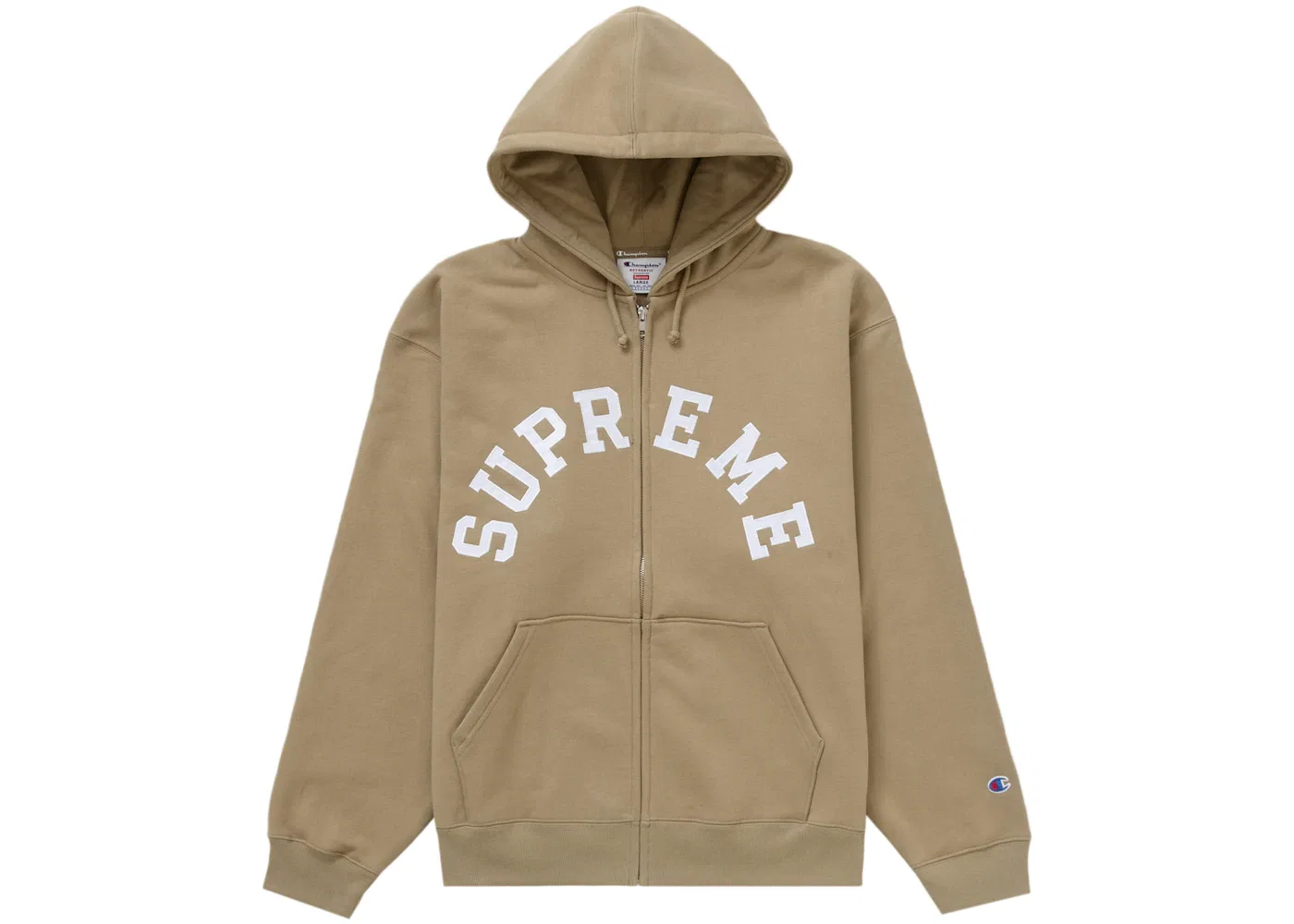 Мужская худи на молнии Supreme Champion Zip Up Hooded Sweatshirt, Tan