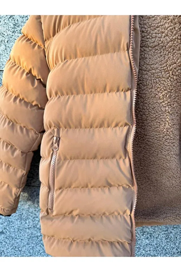 Детское зимнее пальто для мальчиков плюшевое с капюшоном Plush Nova Garland, Beige — фото 4