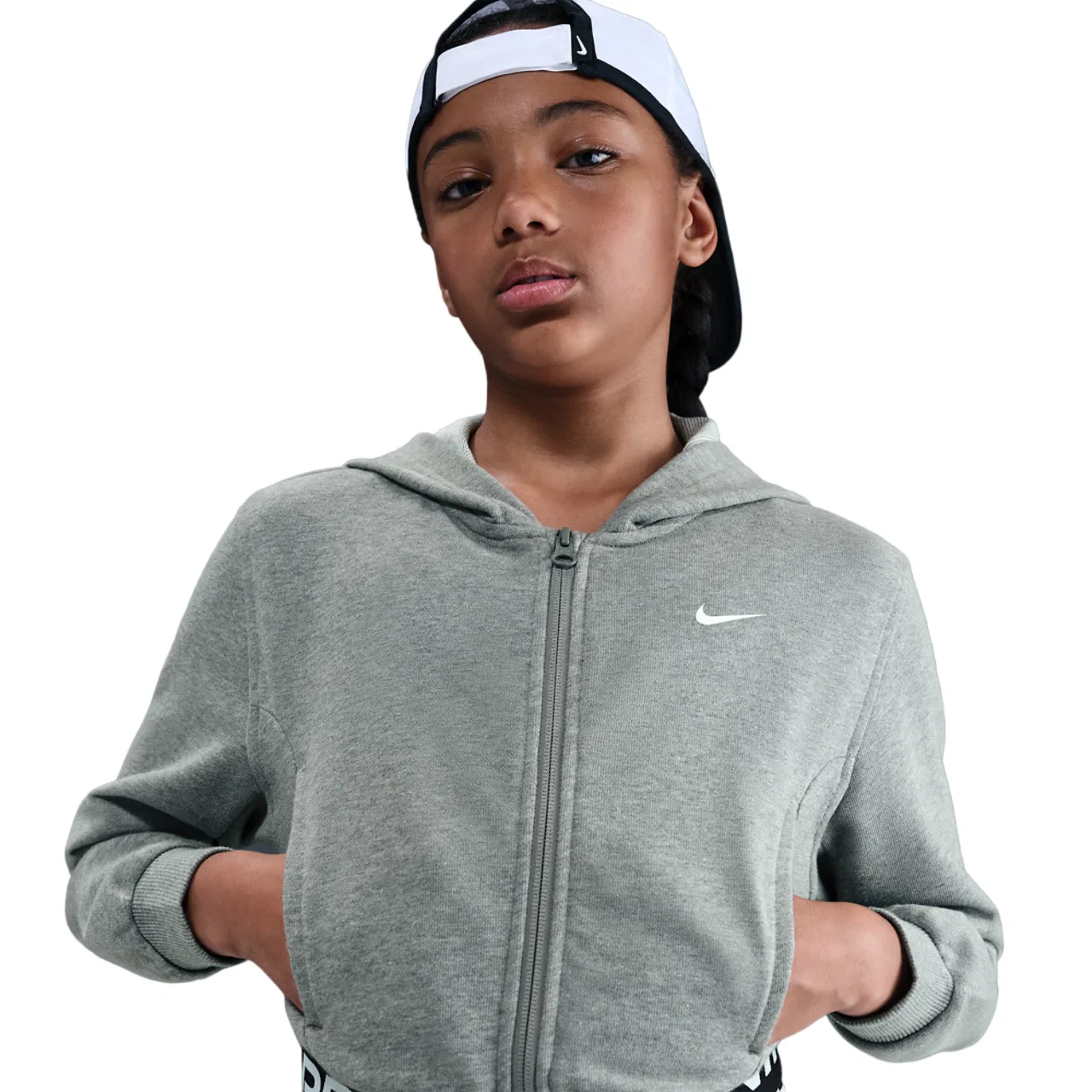 Детское флисовое худи на молнии Dri-FIT Nike NP, цвет Black/Carbon Heather/Dark Steel Grey — фото 3