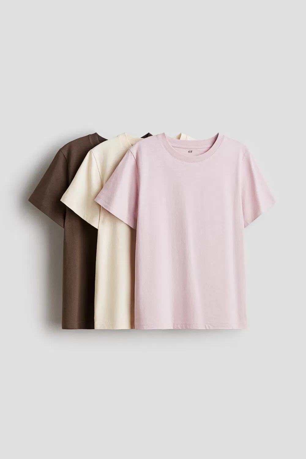 Набор из 3 футболок H&M, Helles Mattrosa/Hellbeige