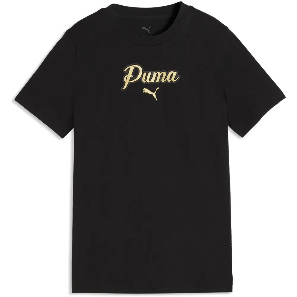 Детская футболка с принтом Essential Script Glitter Puma, Black — фото 3