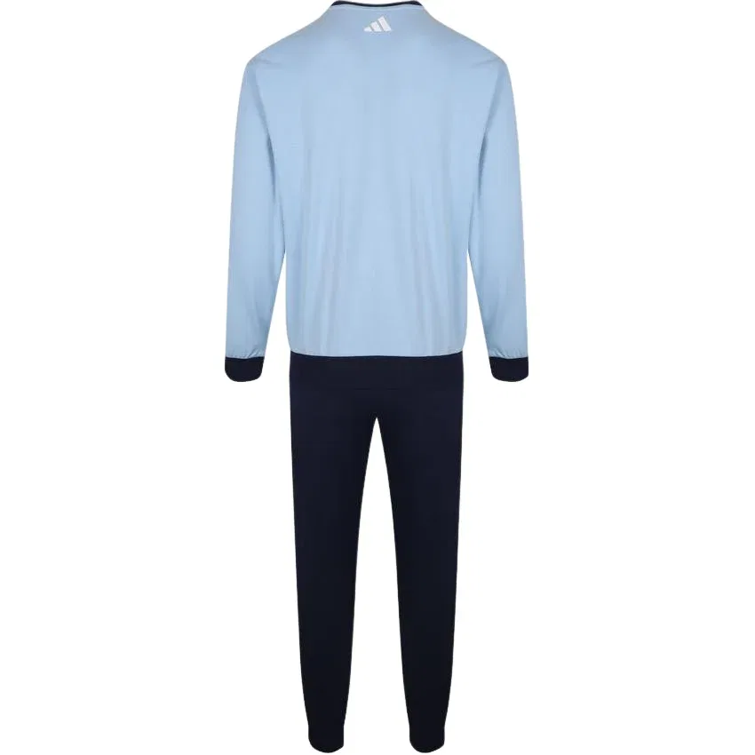 Детская футболка Long-Sleeve Crewneck Sweatshirt Pants Tracksuit Set 'Blue Black' adidas, Blue/Black — фото 2