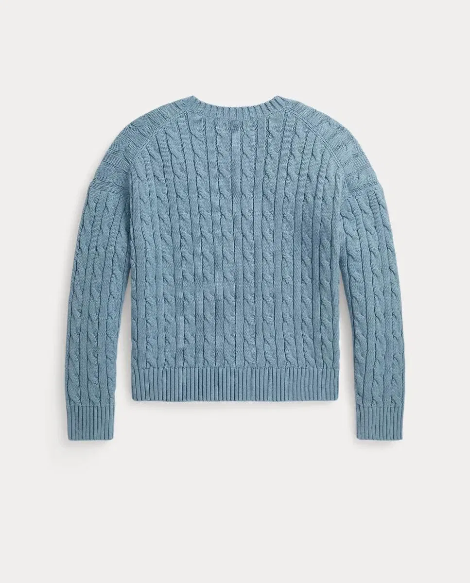 Детский джемпер для девочек с v-образным вырезом Ochros Polo Ralph Lauren, Azul Claro — фото 2