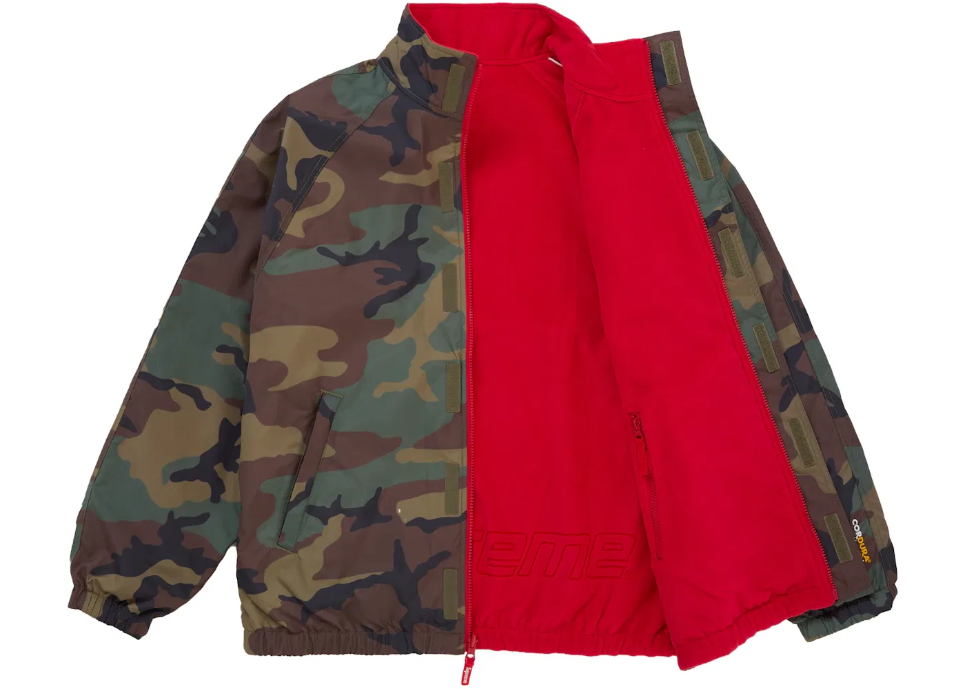 Мужская куртка-бомбер из флиса с камуфляжным принтом Supreme Polartec Reversible Track Jacket Woodland Camo, Woodland Camo — фото 2