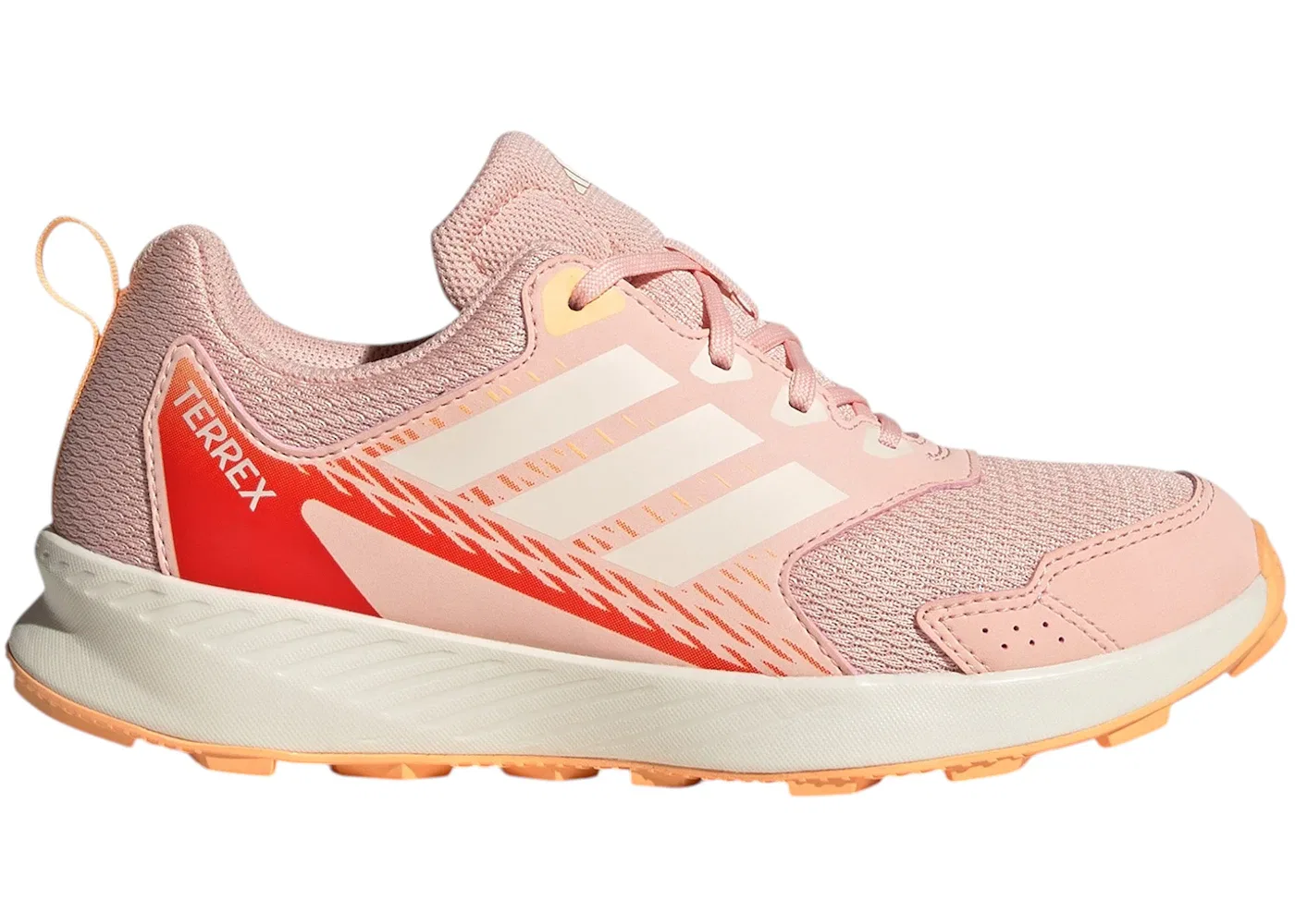 Детские кроссовки для бега по бездорожью с длинным шнурованием Adidas Terrex Tracefinder Trail, Blush Pink / Off White / Ice Tangerine