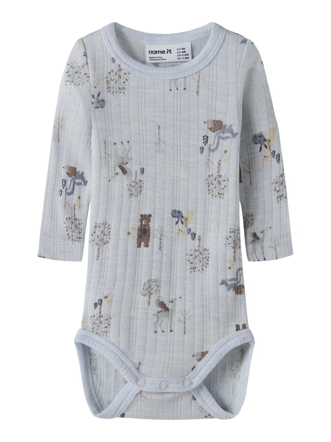 Боди с длинным рукавом из шерсти NBMWANG WOOL NEEDLE Name It, голубой