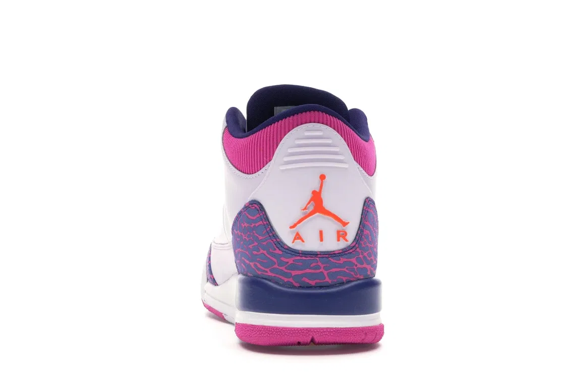 Детские кроссовки Lifestyle с принтом Jordan 3 Retro Jordan, Barely Grape/Hyper Crimson-Fire Pink — фото 4