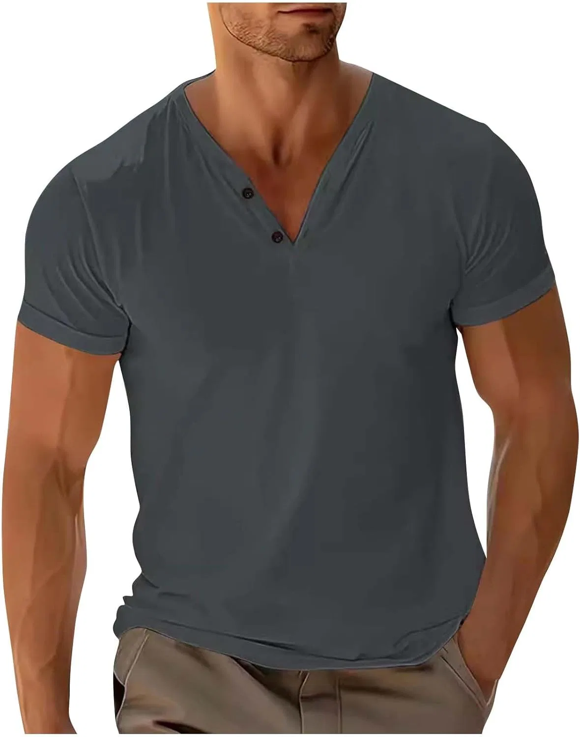 Мужская футболка с V-образным вырезом Casual, Navy