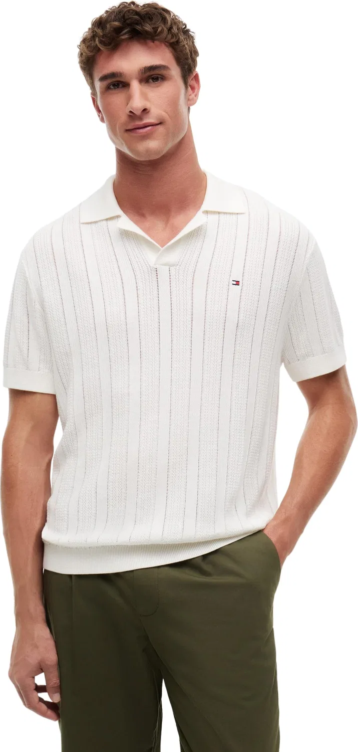 Мужское поло с фактурным узором Pointelle Structure Resort Tommy Hilfiger, Yellow (Ivory Petal)